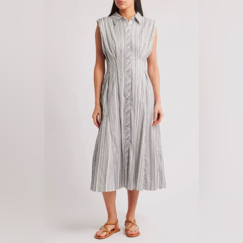 Chic Sleeveless Striped Midi Dress